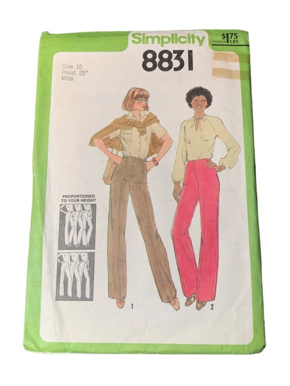 Simplicity 8831 Vintage Sewing Pattern Misses Pant Size 10 Uncut